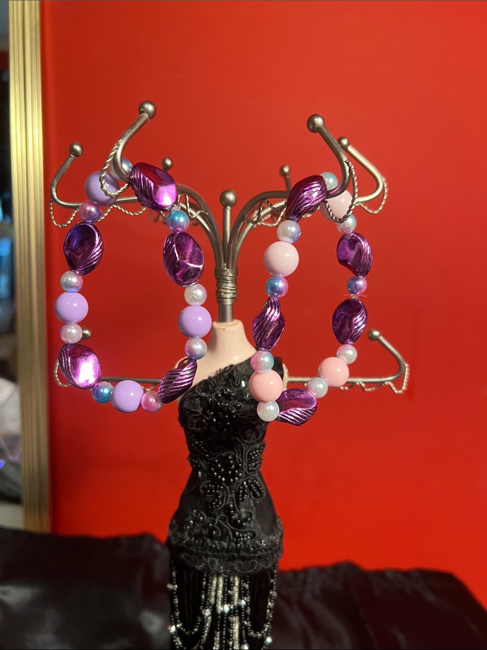 Purple & Pink Beaded bracelet home made - Picture 4 of 8